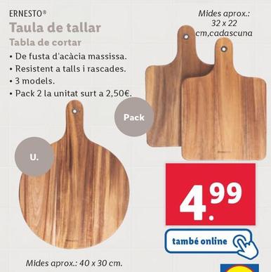 Oferta de Ernesto - Tabla De Cortar por 5,49€ en Lidl