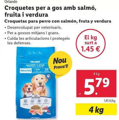 Oferta de Orlando - Croquetas Para Perro Con Salmón, Fruta Y Verdura por 5,79€ en Lidl