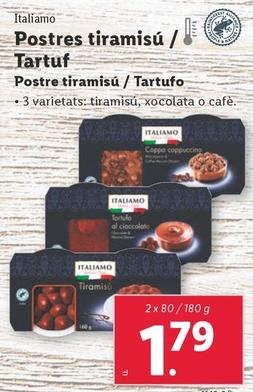 Oferta de Italiamo - Postre Tiramisu / Tartufo por 1,79€ en Lidl