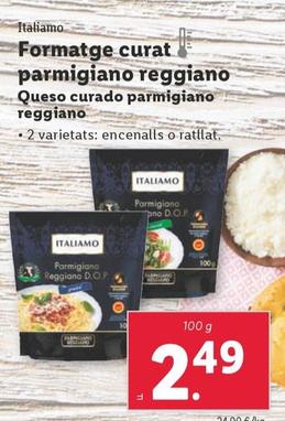 Oferta de Italiamo - Queso Curado Parmigiano Reggiano por 2,49€ en Lidl