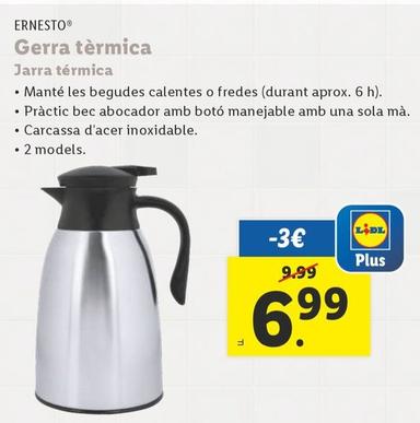 Oferta de Ernesto - Jarra Termica por 6,99€ en Lidl