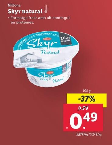 Oferta de Milbona - Skyr Natural por 0,49€ en Lidl
