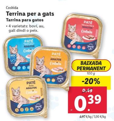 Oferta de Coshida - Tarrina Para Gatos por 0,39€ en Lidl