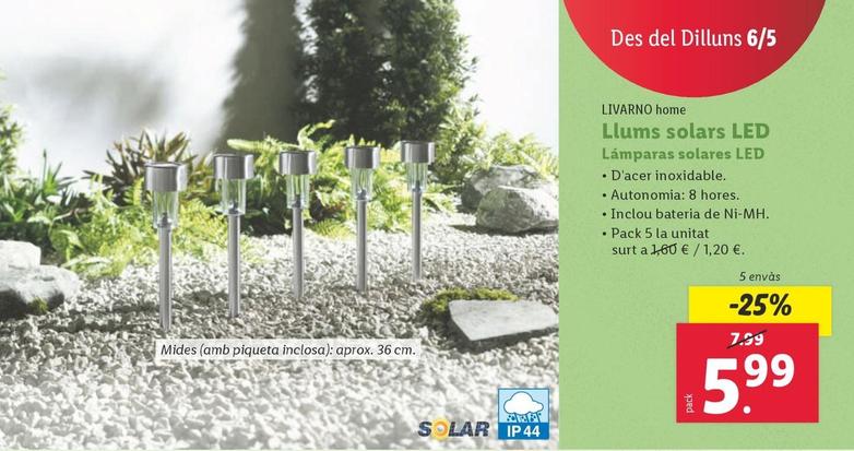 Oferta de Livarno Home - Lámparas Solares LED por 5,99€ en Lidl