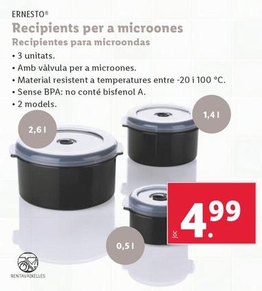 Oferta de Ernesto - Recipientes Para Microondas por 5,49€ en Lidl
