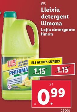 Oferta de W5 - Lejia Detergente Limon por 0,99€ en Lidl