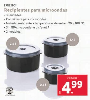 Oferta de Ernesto - Recipientes Para Microondas por 4,99€ en Lidl