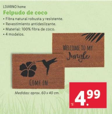 Oferta de Livarno Home Felpudo De Coco por 4,99€ en Lidl