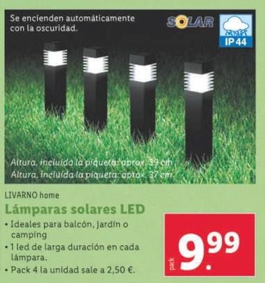 Oferta de Livarno Home Lamparas Solares Led por 9,99€ en Lidl