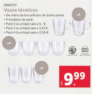 Oferta de Ernesto - Vasos Termicos por 9,99€ en Lidl