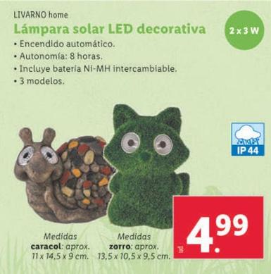 Oferta de Livarno Home Lampara Solar Led Decorativa por 4,99€ en Lidl