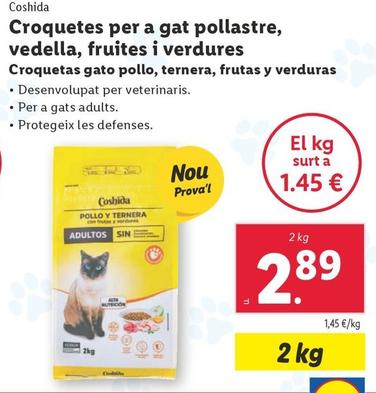 Oferta de Coshida - Croquetas Gato Pollo, Ternera, Frutas Y Verduras por 2,89€ en Lidl