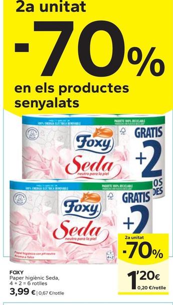 Oferta de Foxy - Papel Higienic Seda por 3,99€ en Caprabo