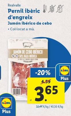 Oferta de Realvalle - Jamón Ibérico De Cebo por 3,65€ en Lidl