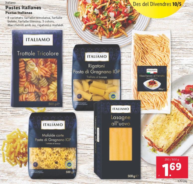 Oferta de Italiamo - Pastas Italianas por 1,69€ en Lidl