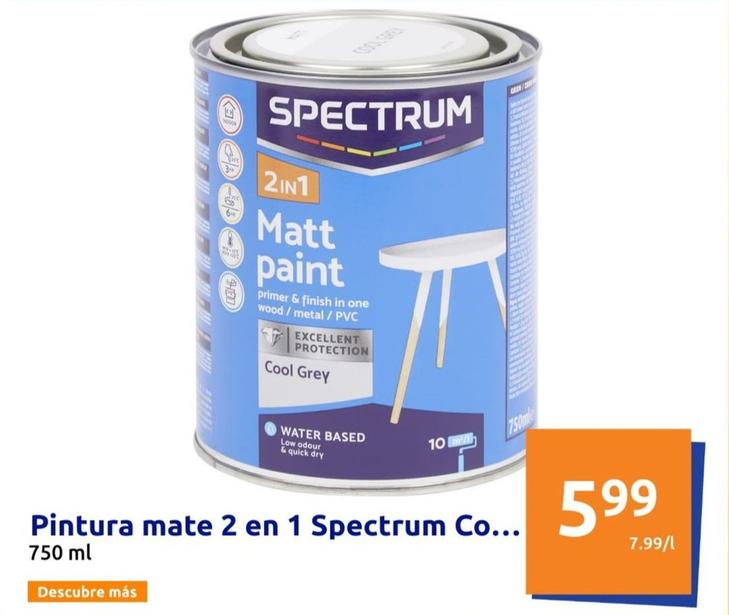 Oferta de Spectrum - Pintura Mate 2 En 1 por 5,99€ en Action