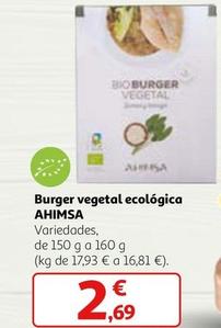Oferta de Ahimsa - Burger Vegetal Ecologica por 2,69€ en Alcampo
