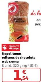 Oferta de Auchan - Napolitanas Rellenas De Chocolate O De Crema por 1,54€ en Alcampo