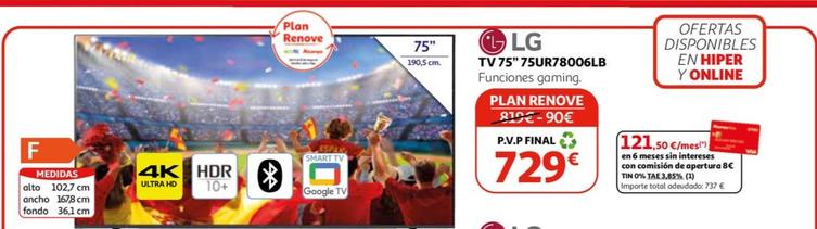 Oferta de Lg - Tv 75" 75ur78006lb por 729€ en Alcampo