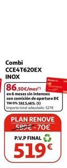 Oferta de Candy - Combi Cce4t620ex Inox por 519€ en Alcampo