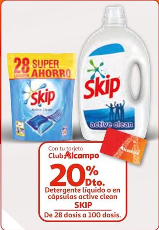 Oferta de Skip - Detergente Líquido O En Cápsulas Active Clean por 3€ en Alcampo