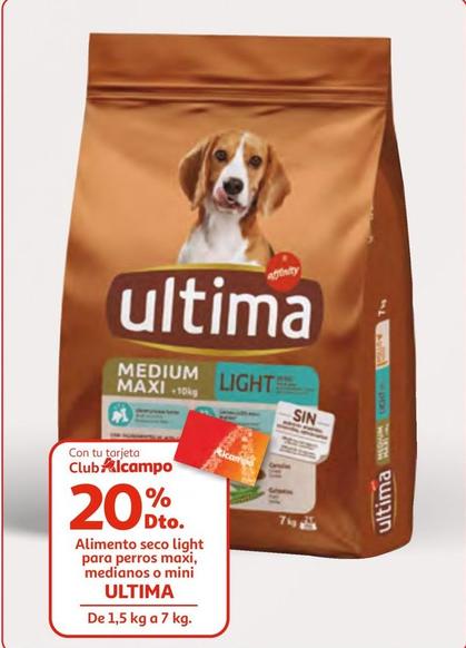 Oferta de Affinity - Alimento Seco Light Para Perros Maxi, Medianos O Mini Ultima por 3€ en Alcampo