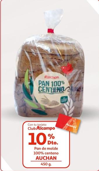 Oferta de Auchan - Pan De Molde 100% Centeno por 3€ en Alcampo