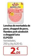 Oferta de El Pozo - Lonchas De Mortadela De Pavo, Chopped De Pavo, Fiambre York Sándwich O Chopped Lata por 2,05€ en Alcampo