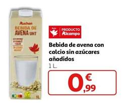 Oferta de Auchan - Bebida De Avena Con Calcio Sin Azucares Anadidos por 0,99€ en Alcampo