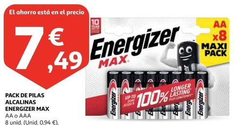 Oferta de Energizer - Pack De Pilas Alcalinas Max Aa O Aaa por 7,49€ en Alcampo