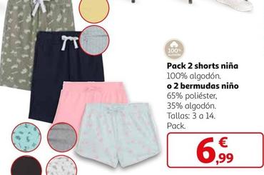 Oferta de Pack 2 Shorts Niña O 2 Bermudas Niño por 6,99€ en Alcampo