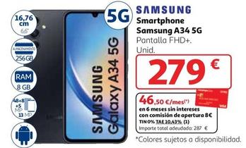 Oferta de Samsung - Smartphone A34 5G por 279€ en Alcampo