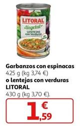 Oferta de Litoral - Garbanzos Con Espinacas O Lentejas Con Verduras por 1,59€ en Alcampo