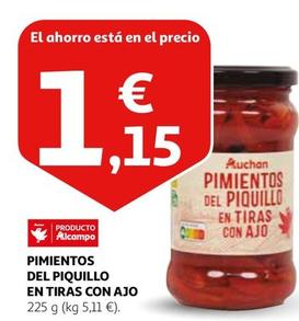 Oferta de Auchan - Pimientos Del Piquillo En Tiras Con Ajo por 1,15€ en Alcampo