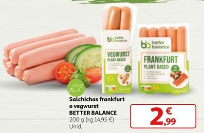 Oferta de Better Balance - Salchichas Frankfurt O Vegwurst por 2,99€ en Alcampo