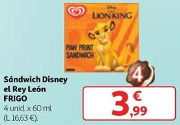 Oferta de Frigo - Sandwich Disney El Rey Leon por 3,99€ en Alcampo