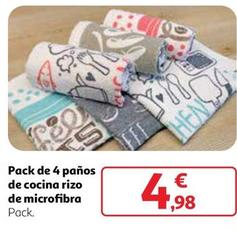 Oferta de Pack De 4 Panos De Cocina Rizo De Microfibra por 4,98€ en Alcampo
