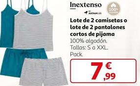 Oferta de Inextenso - Lote De 2 Camisetas O Lote De 2 Pantalones Cortos De Pijama por 7,99€ en Alcampo