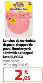 Oferta de El Pozo - Lonchas De Mortadela De Pavo, Chopped De Pavo, Fiambre York Sandwich O Chopped Lata por 2,05€ en Alcampo