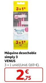 Oferta de Venus - Máquina Desechable Simply 3 por 2,75€ en Alcampo
