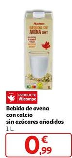 Oferta de Bebida De Avena Con Calcio Sin Azúcares Añadidos por 0,99€ en Alcampo