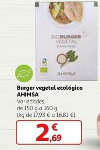 Oferta de Ahimsa - Burger Vegetal Ecológica por 2,69€ en Alcampo