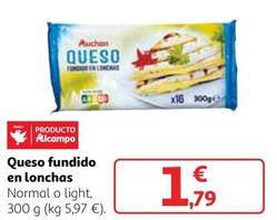 Oferta de Auchan - Queso Fundido En Lonchas Normal O Light por 1,79€ en Alcampo
