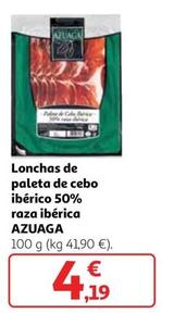 Oferta de Azuaga - Lonchas De Paleta De Cebo Iberico 50% Raza Iberica por 4,19€ en Alcampo