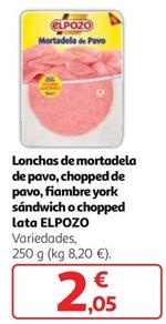 Oferta de Elpozo - Lonchas De Mortadela De Pavo, Chopped De Pavo, Fiambre York Sandwich O Chopped Lata por 2,05€ en Alcampo