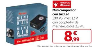 Oferta de Auchan - Minicompresor Con Luz Led por 8,99€ en Alcampo
