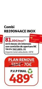 Oferta de Hisense - Combi RB390N4ACE INOX por 489€ en Alcampo