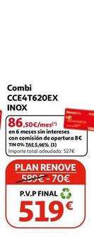 Oferta de Candy - Combi CCE4T620EX INOX por 519€ en Alcampo