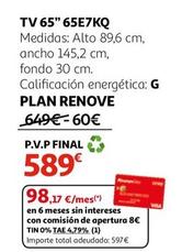 Oferta de Hisense - Tv 65" 65E7KQ  por 589€ en Alcampo