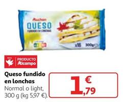 Oferta de Auchan - Queso Fundido En Lonchas Normal por 1,79€ en Alcampo